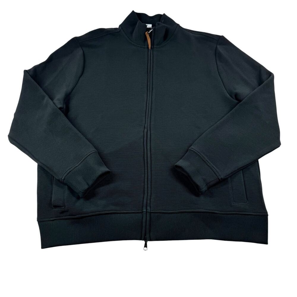 Banana Republic Ottoman Full Zip Jacket Mens XL Ribbed Black Knit Sweater Coat
